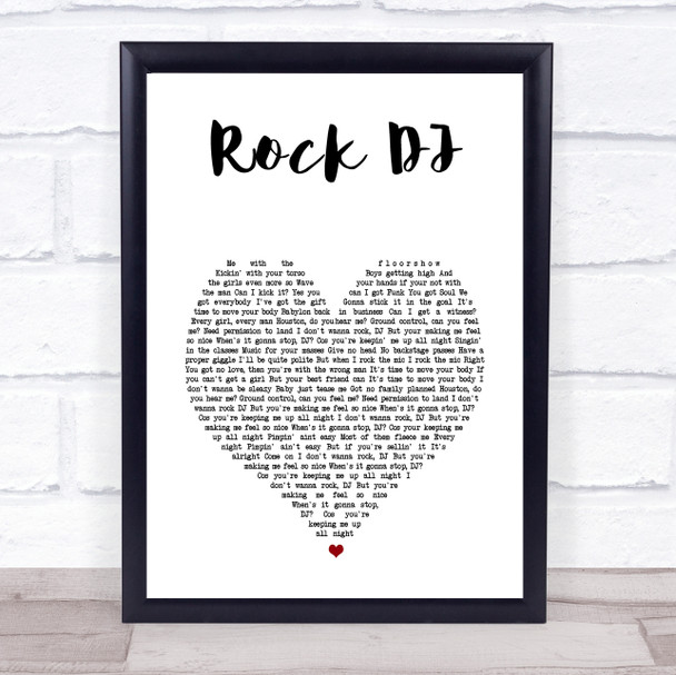 Robbie Williams Rock DJ White Heart Song Lyric Print