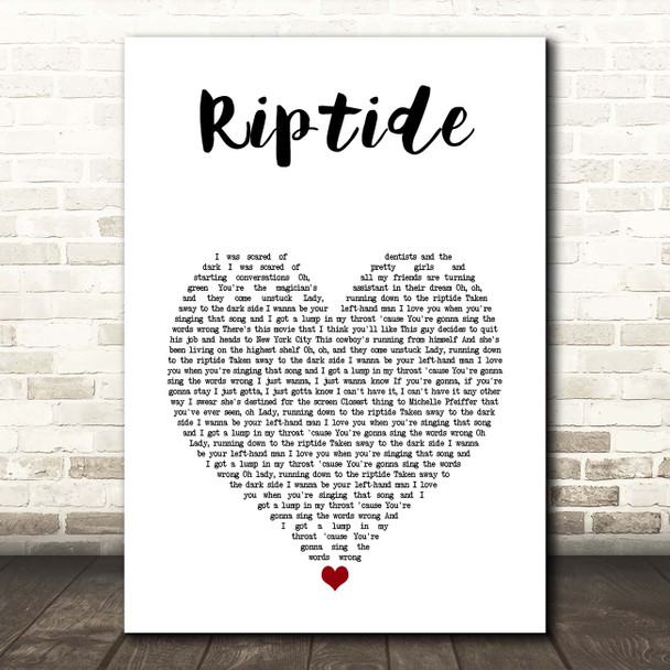 Vance Joy Riptide White Heart Song Lyric Print