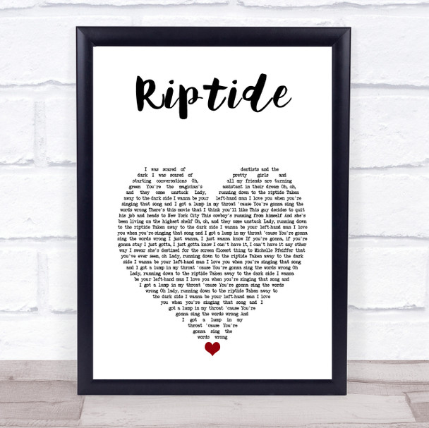 Vance Joy Riptide White Heart Song Lyric Print