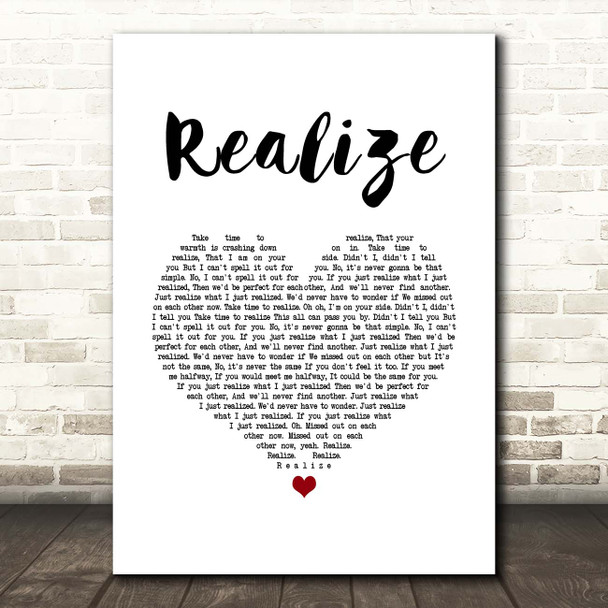 Colbie Caillat Realize White Heart Song Lyric Print