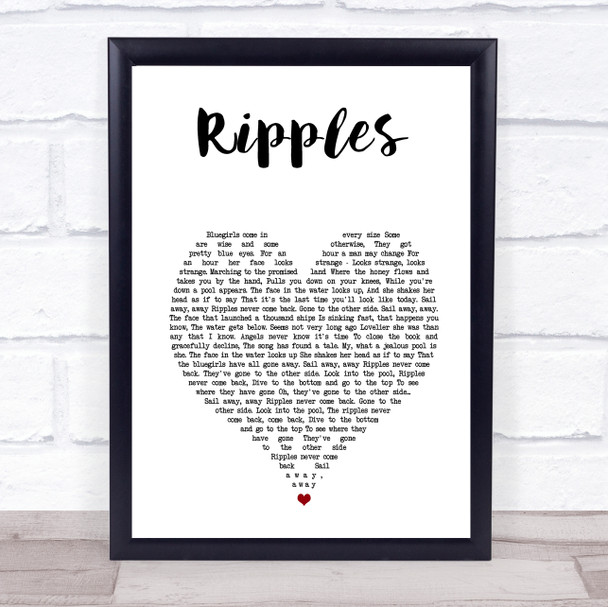 Genesis Ripples White Heart Song Lyric Print