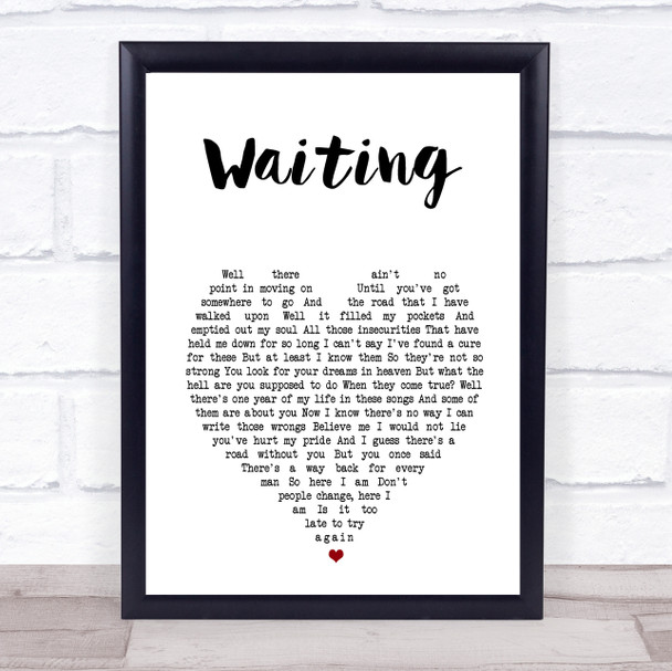 George Michael Waiting White Heart Song Lyric Print