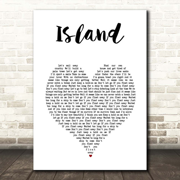 The Starting Line Island White Heart Song Lyric Print