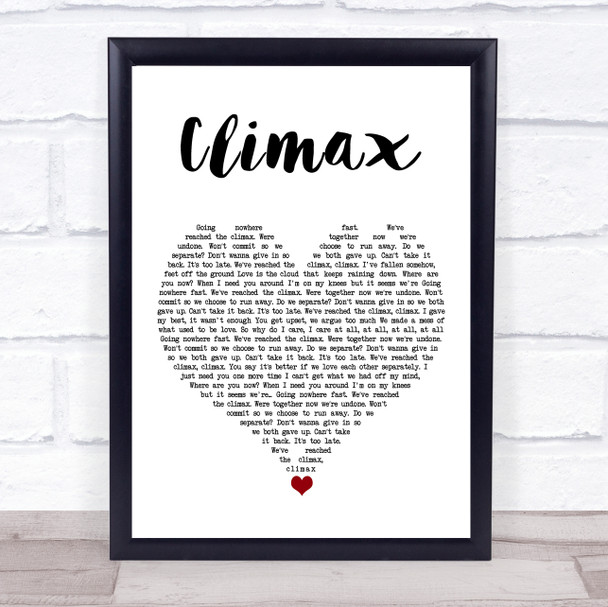 Usher Climax White Heart Song Lyric Print