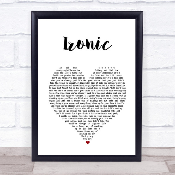 Alanis Morissette Ironic White Heart Song Lyric Print
