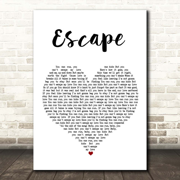 Enrique Iglesias Escape White Heart Song Lyric Print