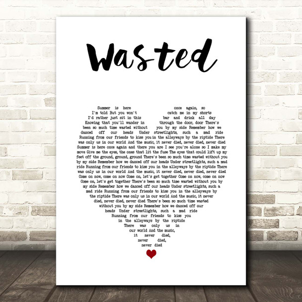Kasabian Wasted White Heart Song Lyric Print