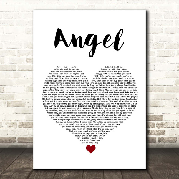 Shaggy Angel White Heart Song Lyric Print
