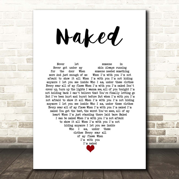 The Shires Naked White Heart Song Lyric Print