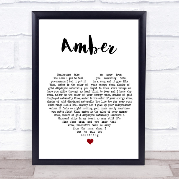 311 Amber White Heart Song Lyric Print