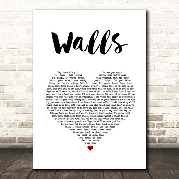 All Time Low Walls White Heart Song Lyric Print