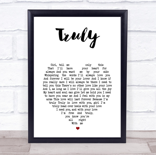 Lionel Ritchie Truly White Heart Song Lyric Print