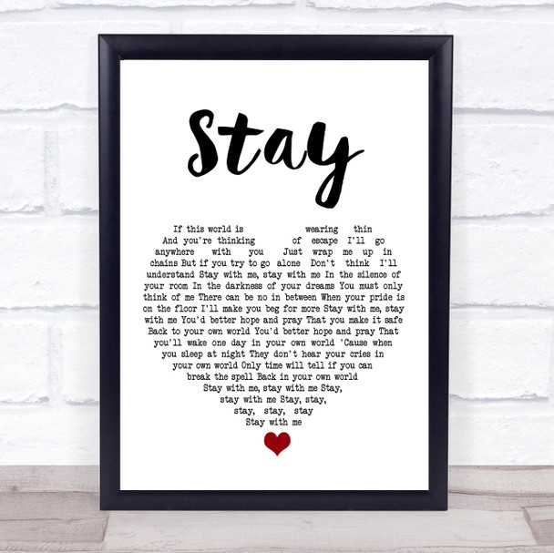 Shakespears Sister Stay White Heart Song Lyric Print