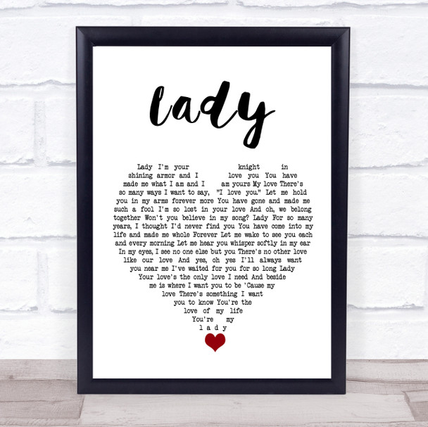 Teddy Pendergrass Lady White Heart Song Lyric Print