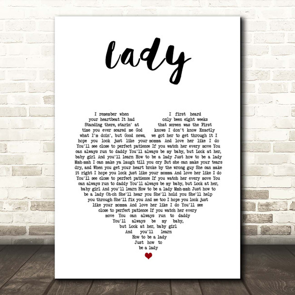 Brett Young Lady White Heart Song Lyric Print