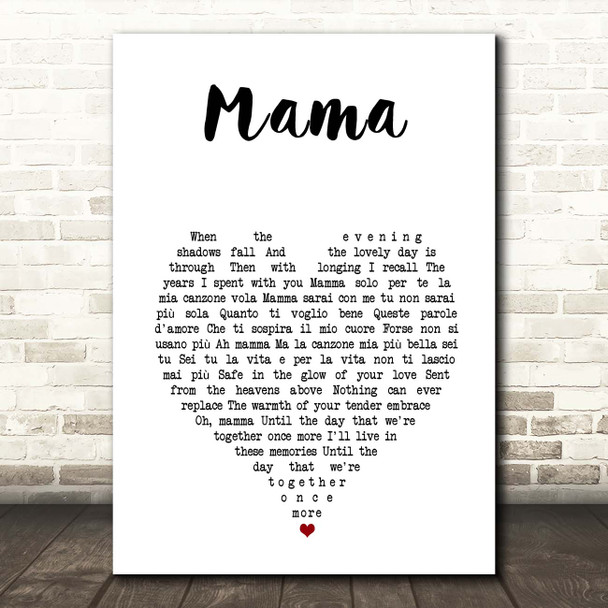 Connie Francis Mama White Heart Song Lyric Print