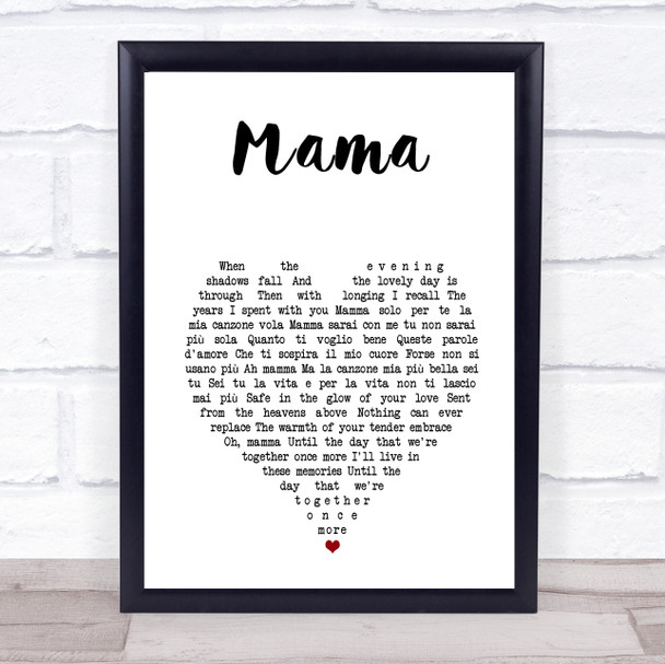 Connie Francis Mama White Heart Song Lyric Print
