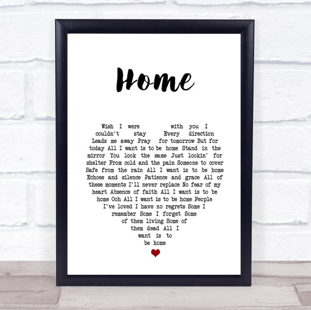 Foo Fighters Home White Heart Song Lyric Print