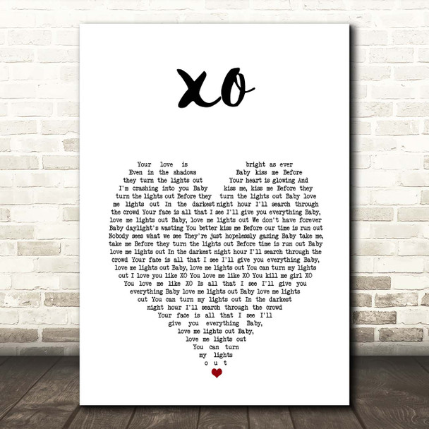 John Mayer XO White Heart Song Lyric Print