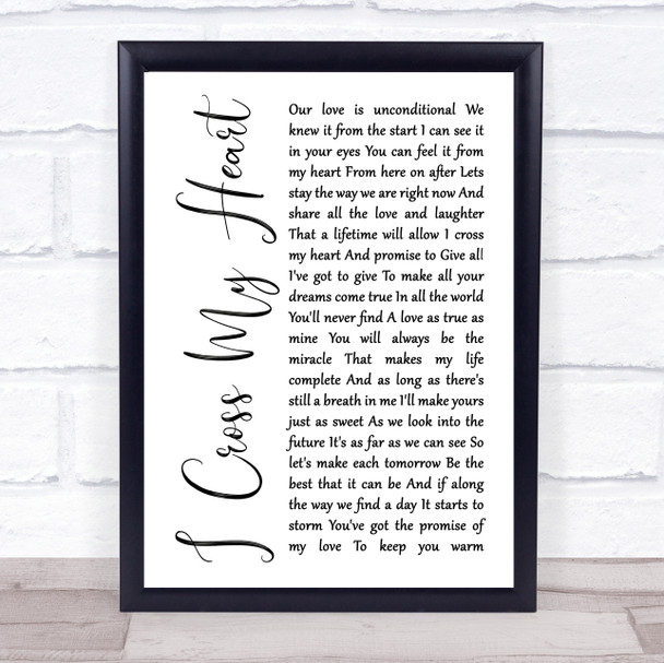 George Strait George Strait I Cross My Heart White Script Song Lyric Print