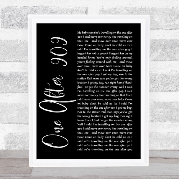 The Beatles One After 909 Black Script Song Lyric Quote Print
