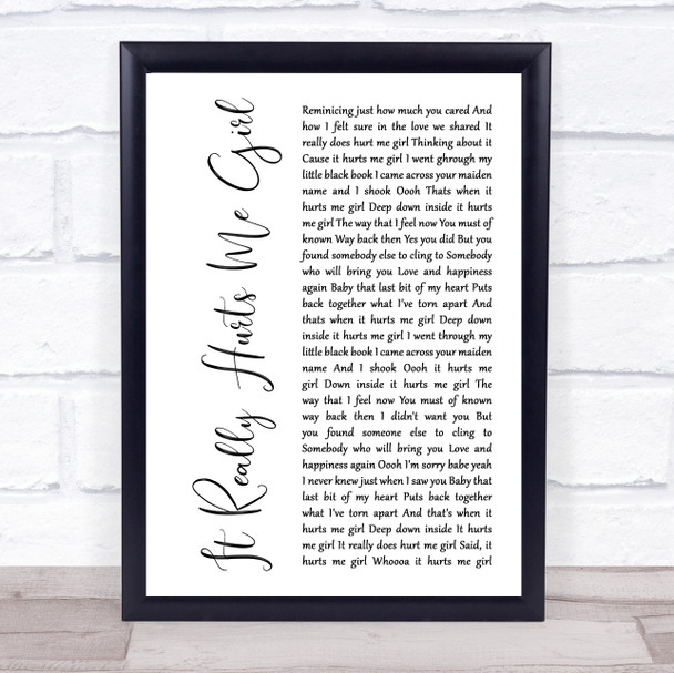 The Carstairs It Really Hurts Me Girl White Script Song Lyric Print