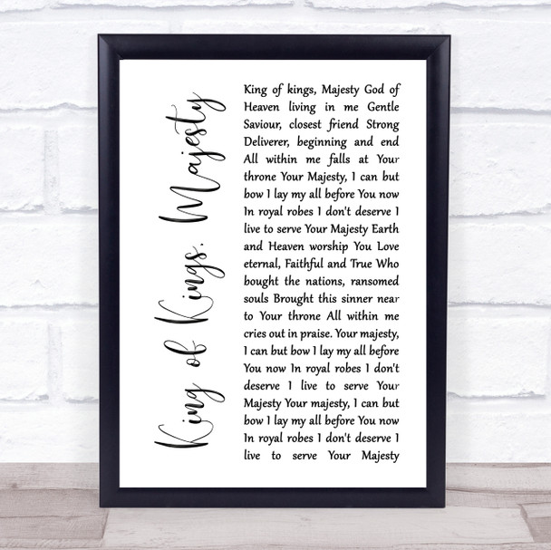 Jarrod Cooper King of Kings, Majesty White Script Song Lyric Print