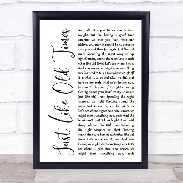 Jon Pardi Just Like Old Times White Script Song Lyric Print