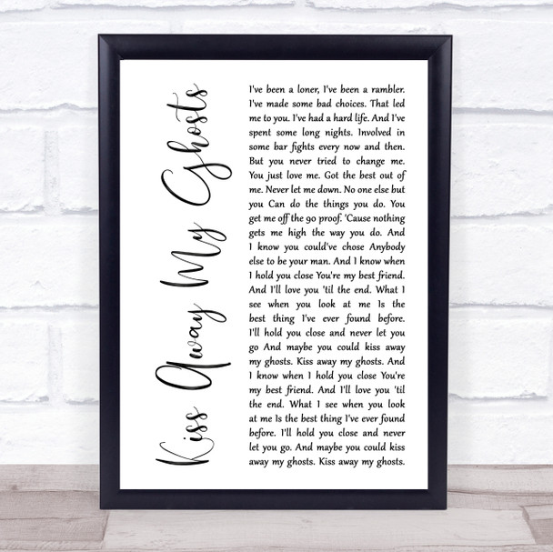 Creed Fisher Kiss Away My Ghosts White Script Song Lyric Print