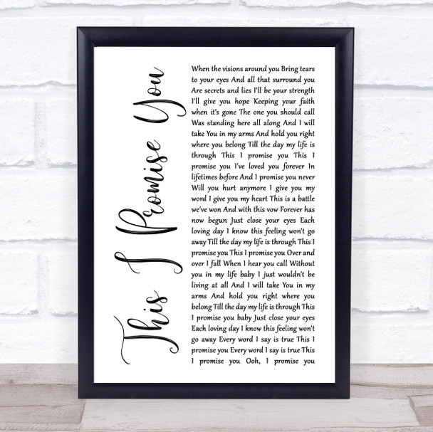 N Sync This I Promise You White Script Song Lyric Print