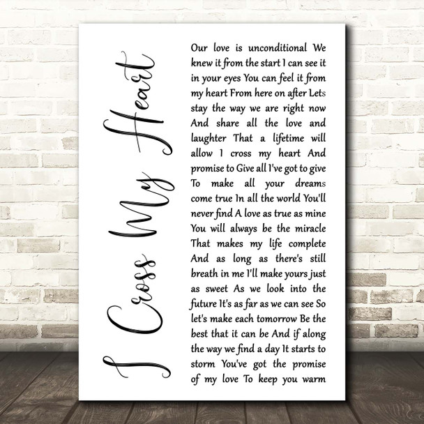 George Strait I Cross My Heart White Script Song Lyric Print