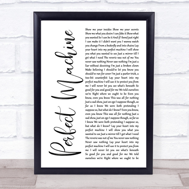 Starset Perfect Machine White Script Song Lyric Print