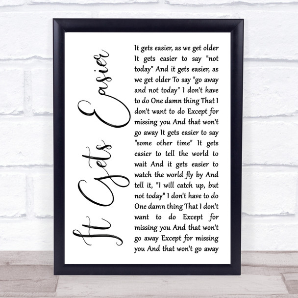 Willie Nelson It Gets Easier White Script Song Lyric Print