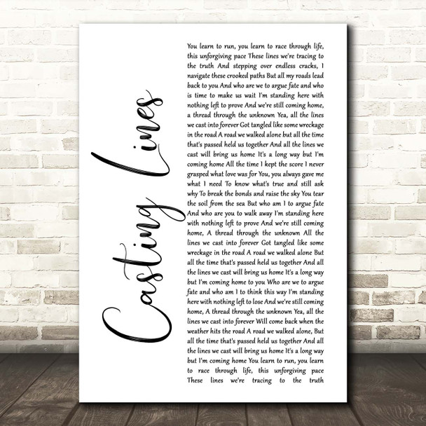 Jack's Mannequin Casting Lines White Script Song Lyric Print