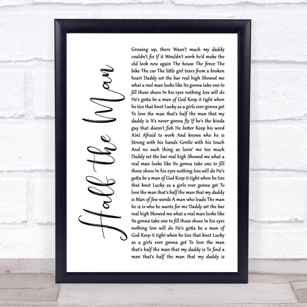 Jennifer Smestad Half the Man White Script Song Lyric Print