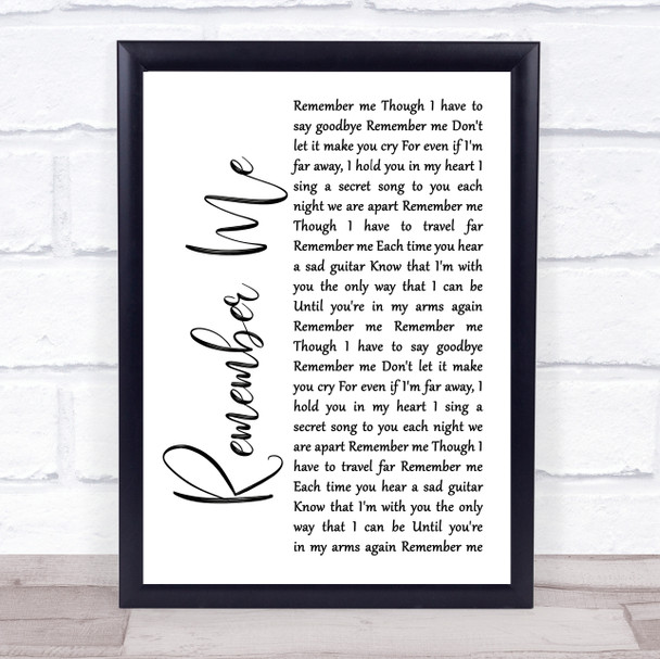 Gail Garcia Bernal Remember Me White Script Song Lyric Print