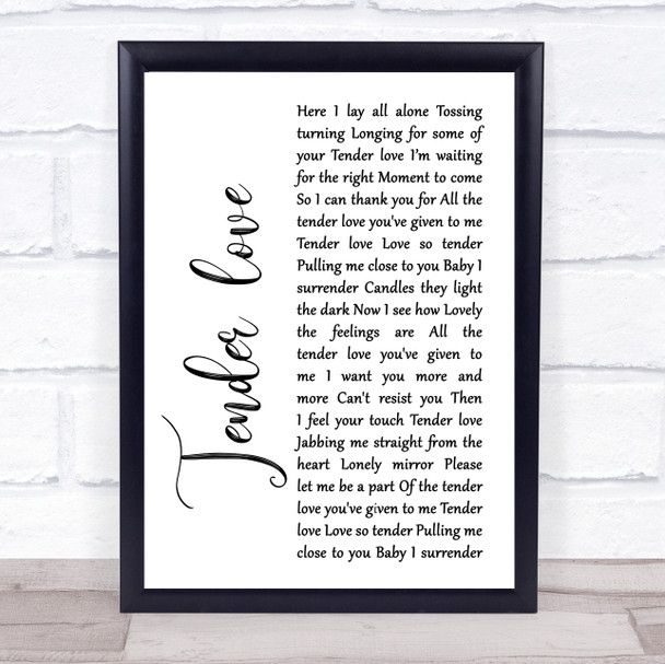 Kenny Thomas Tender love White Script Song Lyric Print