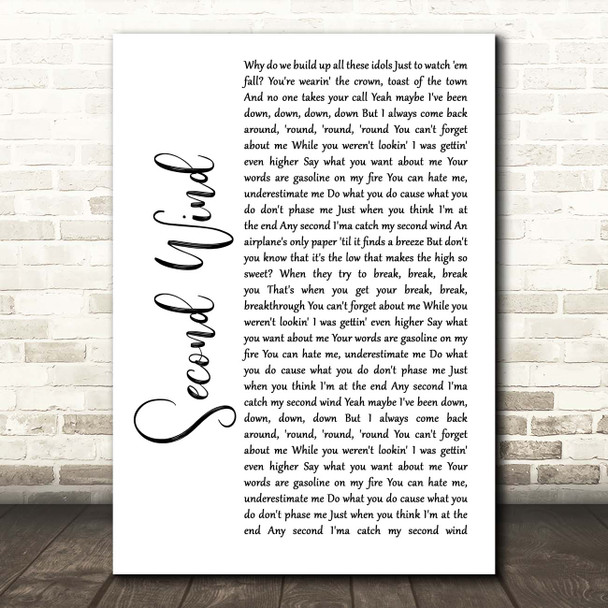 Maren Morris Second Wind White Script Song Lyric Print