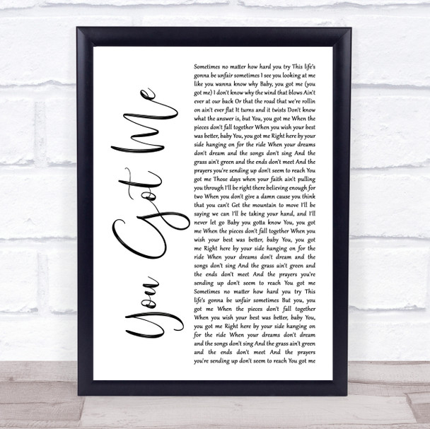 Olivia Lane You Got Me White Script Song Lyric Print