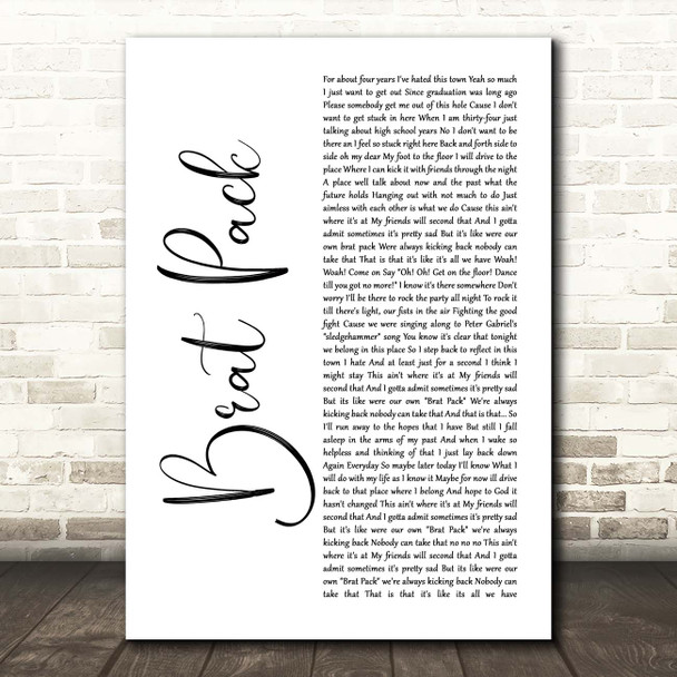 The Rocket Summer Brat Pack White Script Song Lyric Print