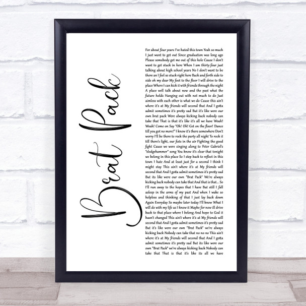 The Rocket Summer Brat Pack White Script Song Lyric Print