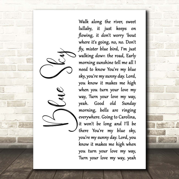 The Allman Brothers Band Blue Sky White Script Song Lyric Print