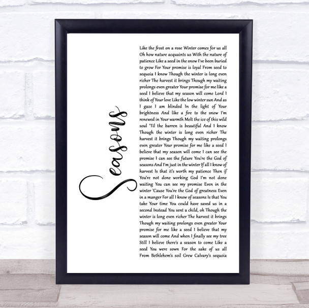 Hillsong Worship Seasons White Script Song Lyric Print