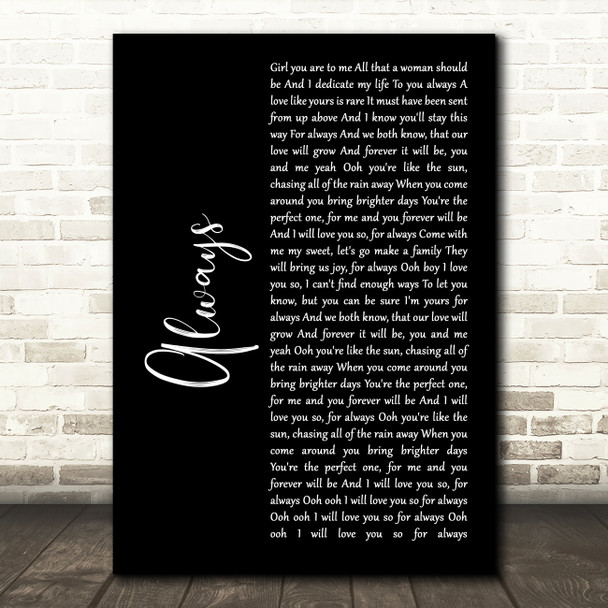 Atlantic Starr Always Black Script Song Lyric Quote Print