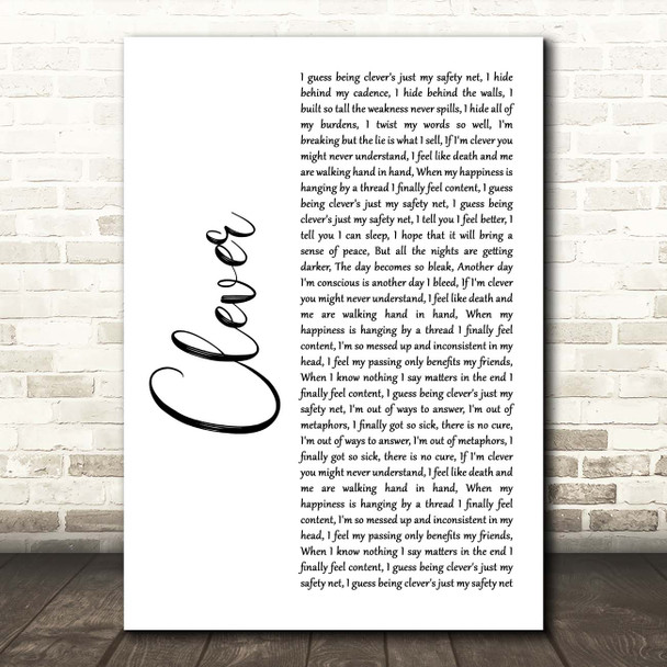 Beartooth Clever White Script Song Lyric Print