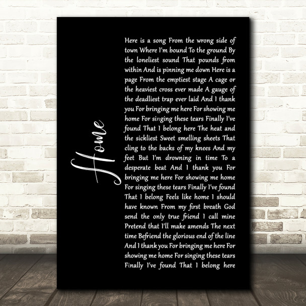 Depeche Mode Home Black Script Song Lyric Quote Print