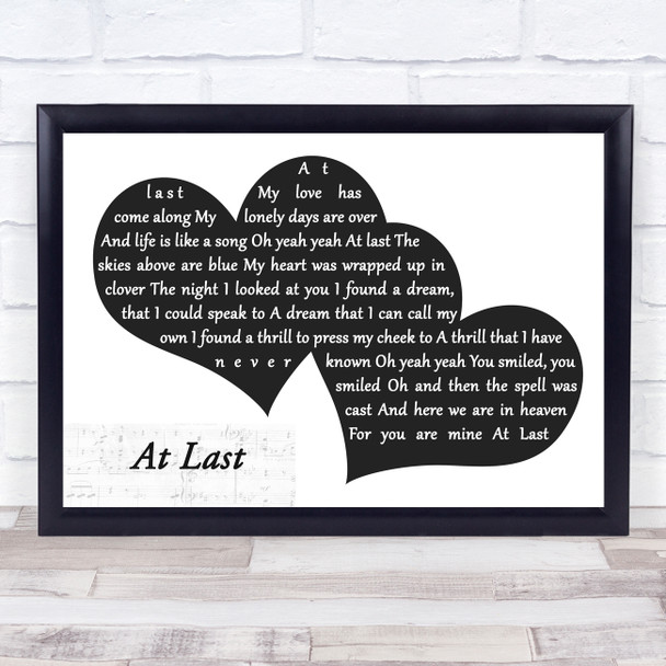 Etta James At Last Landscape Black & White Two Hearts Song Lyric Music Art Print