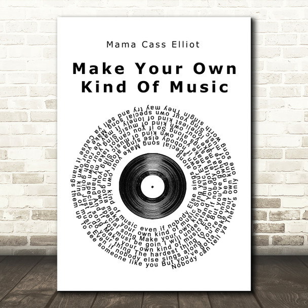 Mama Cass Elliot Make Your Own Kind Of Music Vinyl Record Song Lyric Quote Print