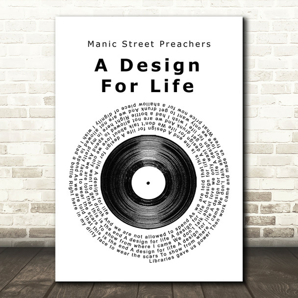 Manic Street Preachers A Design For Life Vinyl Record Song Lyric Quote Print