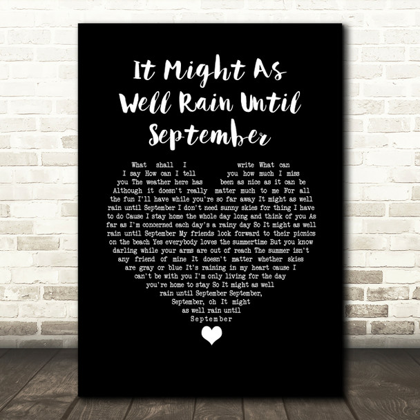 Carole King It Might As Well Rain Until September Black Heart Song Lyric Music Art Print